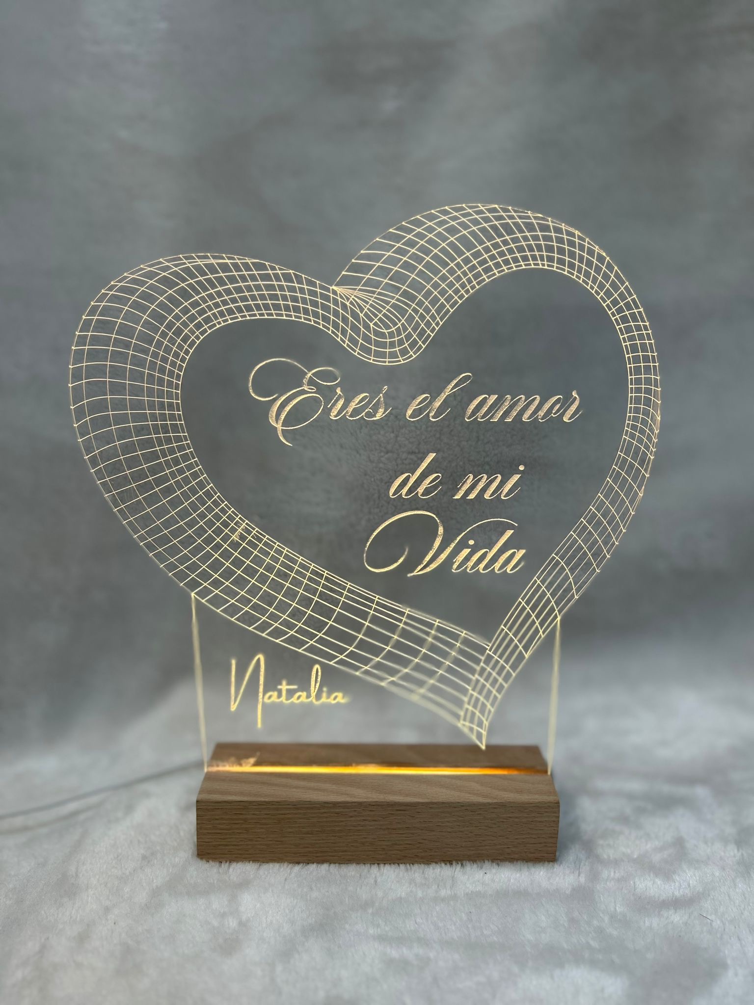 Lampara metacrilato corazón