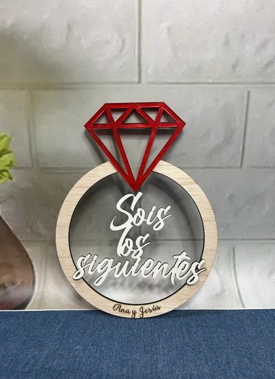 Alianza de madera con metacrilato-sois los siguientes-impressionregalos