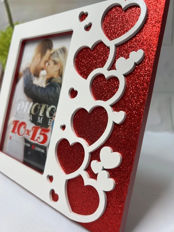 Marco corazones purpurina