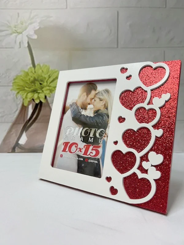 Marco corazones purpurina