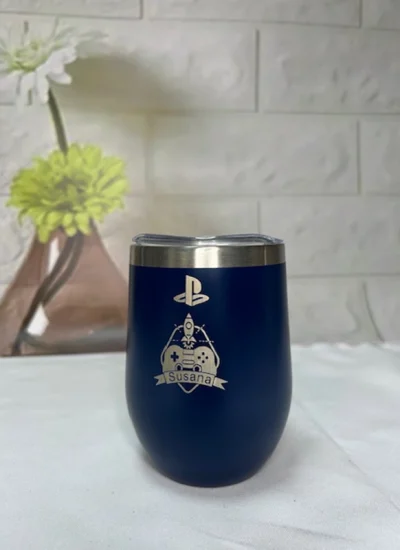 Vaso de mate metal azul-impressionregalos