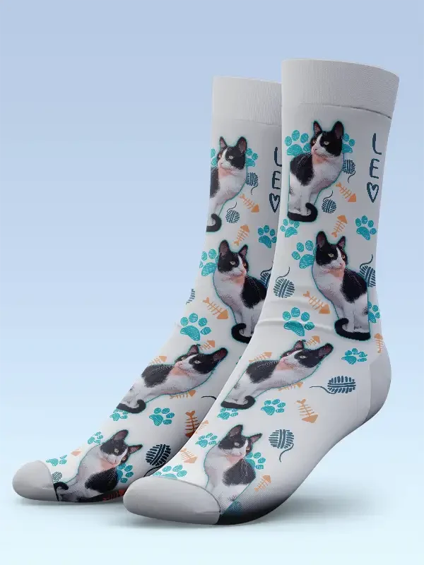 Calcetines Blancos personalizados de gato