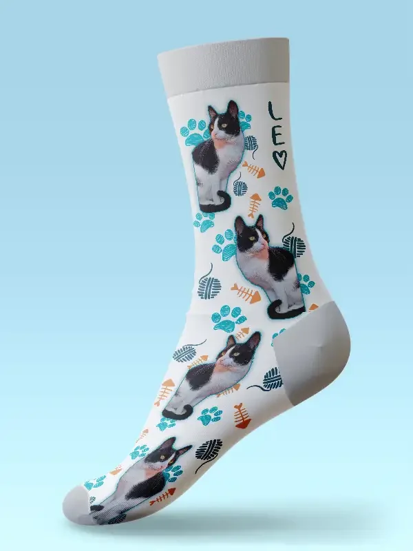 Calcetines Blancos personalizados de gato