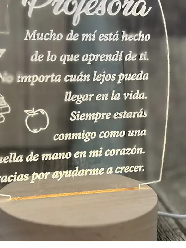 Lampara led metacrilato "A mi profesora"