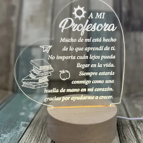 Lampara led metacrilato "A mi profesora"