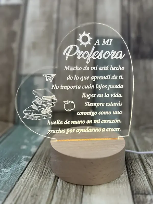 Lampara led metacrilato "A mi profesora"