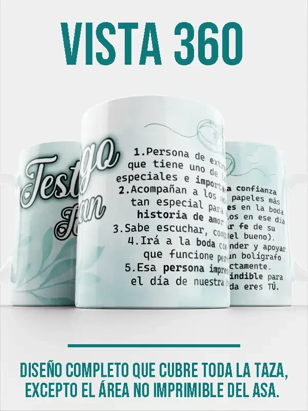 Taza testigo de boda para el