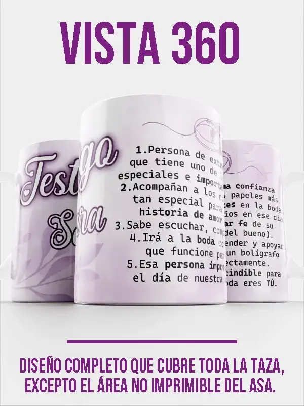 Taza testigo de boda para ella