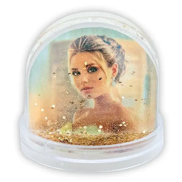 Bola copos de nieve dorados para fotos