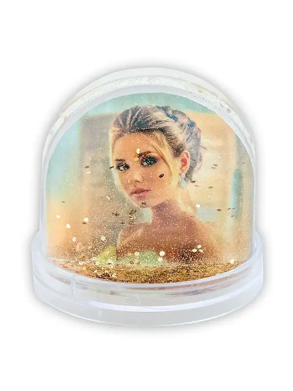 Bola copos de nieve dorados para fotos