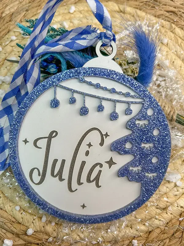 Bolas de Navidad metacrilato purpurina azul