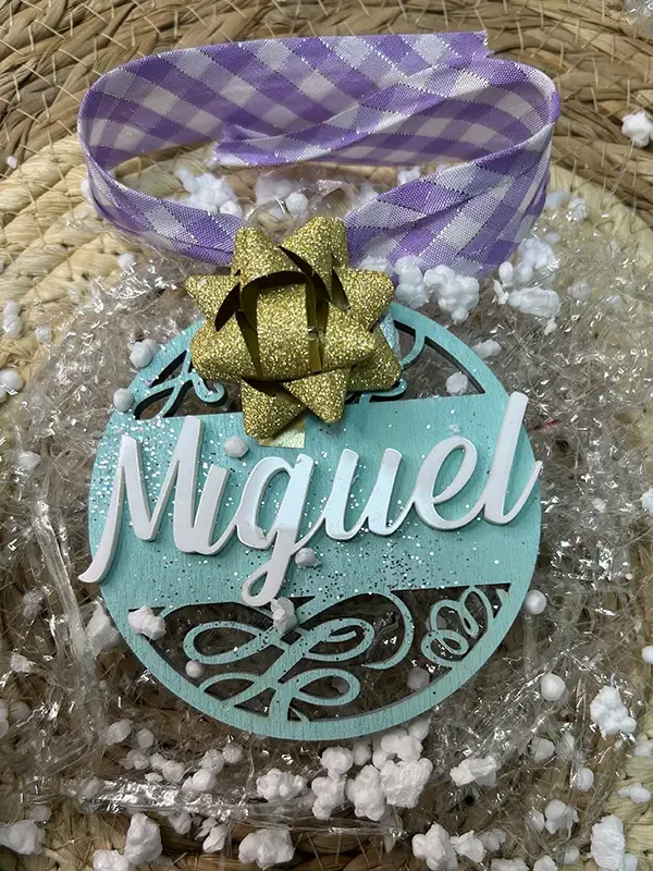 Pack de bolas de Navidad madera pintada