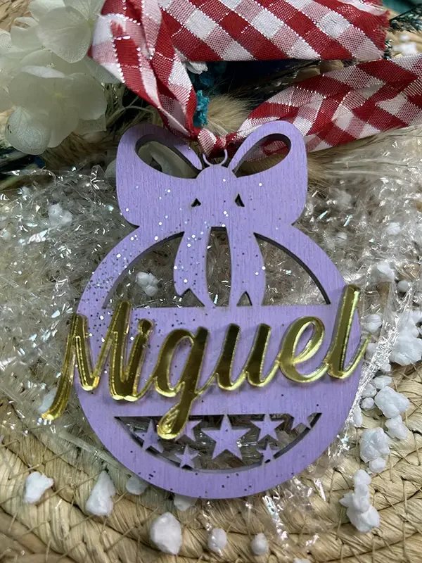 Pack de bolas de Navidad madera pintada