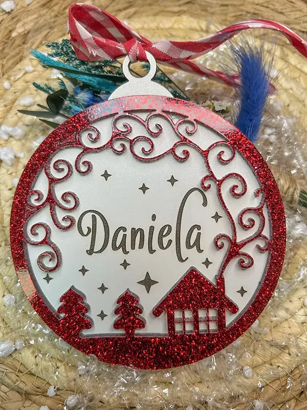 Bolas de Navidad metacrilato purpurina rojo