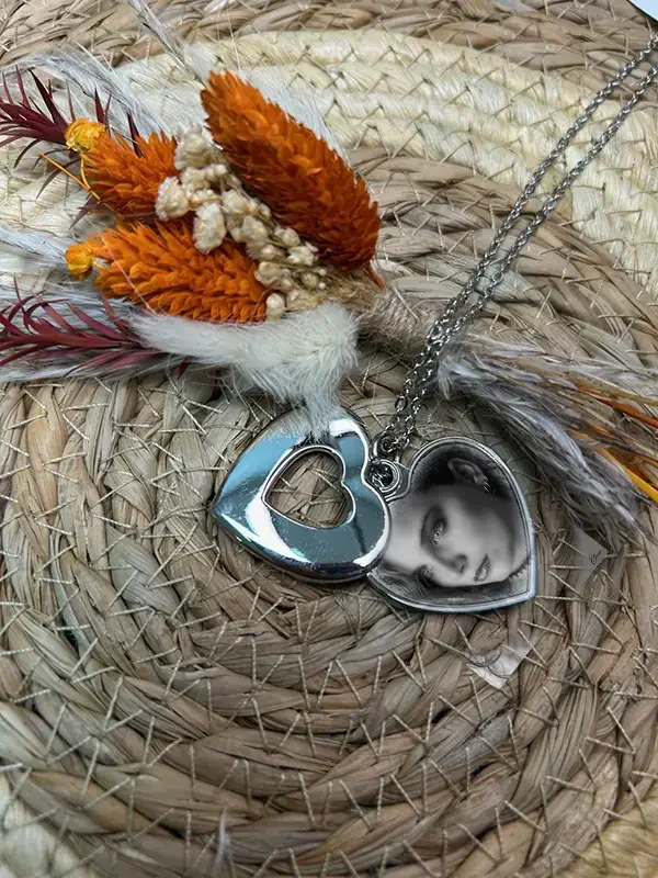 Colgante corazón con foto y grabado laser