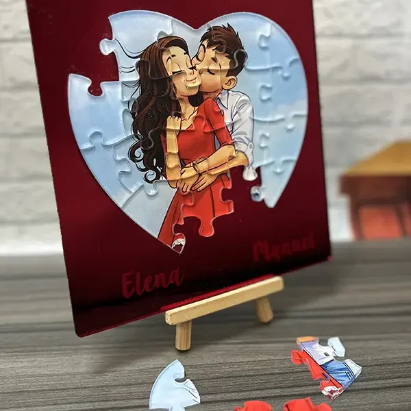 Puzzle corazón personalizado en metacrilato
